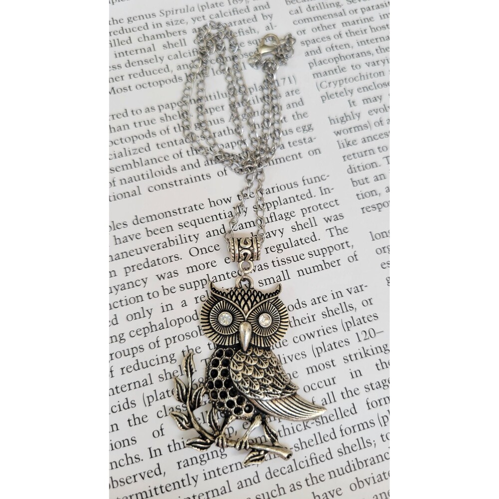 Owl on a Branch Pendant Necklace
